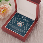 TO MY SISTER SQUEEZED LOVE KNOT NECKLACE GIFT SET