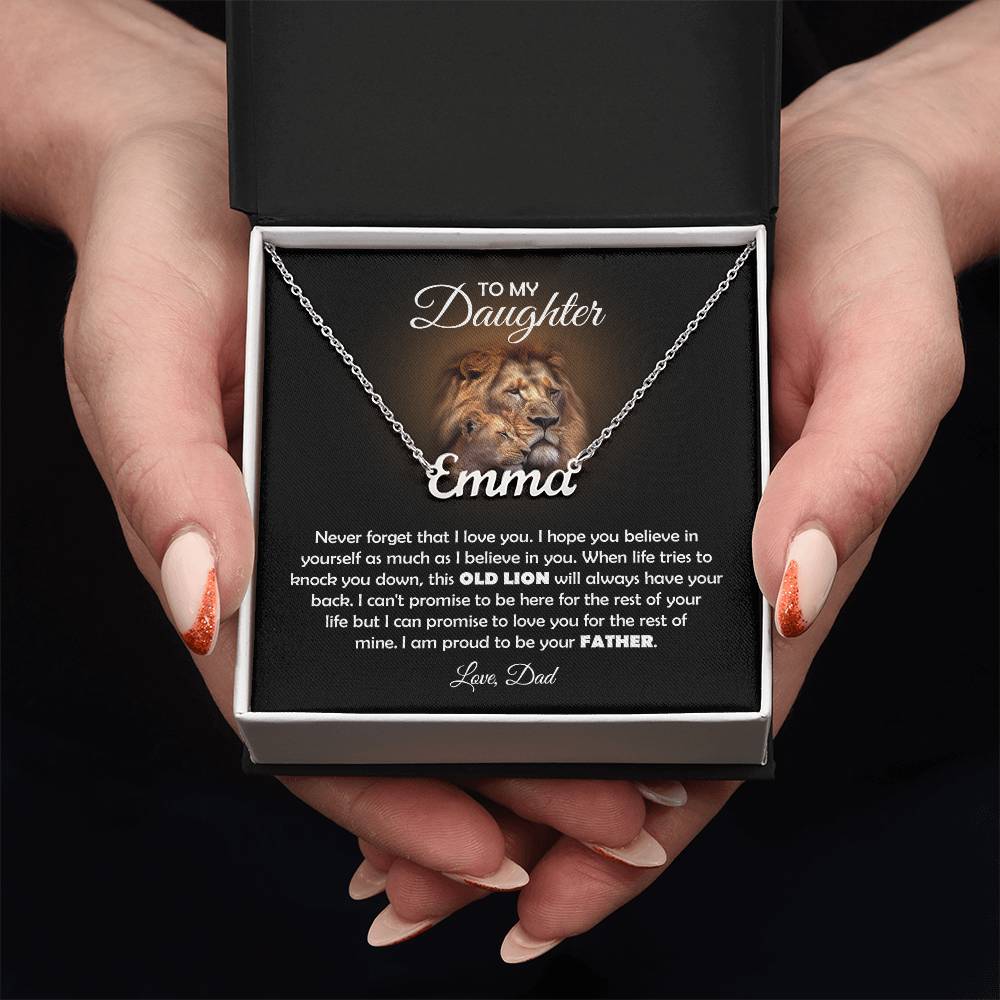 TO MY DAUGHTER OLD LION NAME NECKLACE GIFT SET